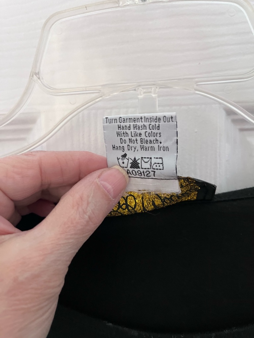 Bob Mackie Wearable Art 100% Cotton Black 3/4 Sleeve Top with Purple Unicorn - Picture 4 of 4